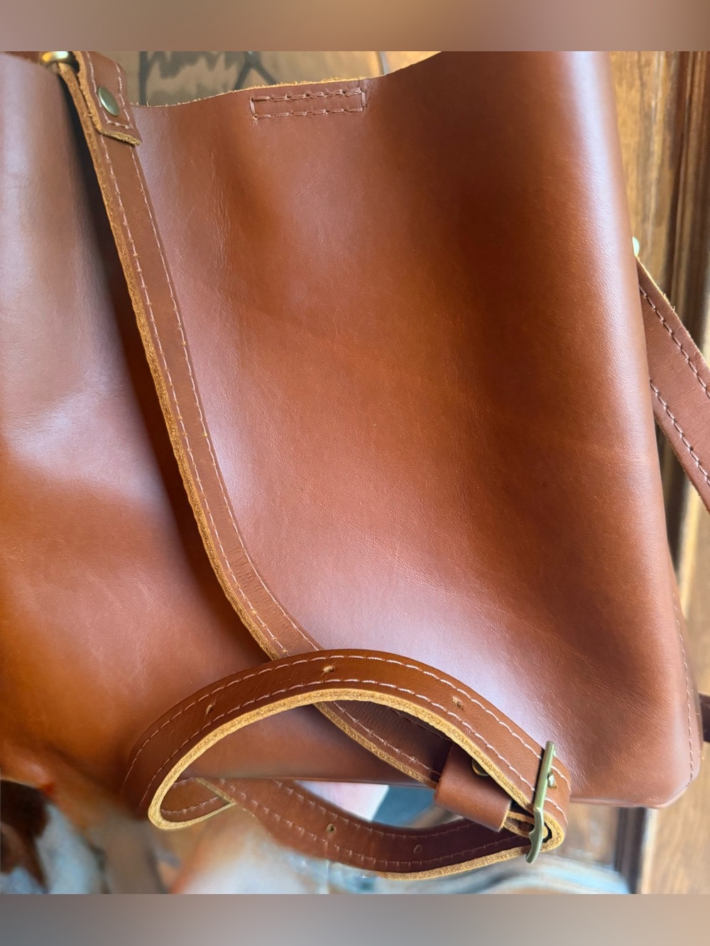 Portland Leather butterfly bucket bag - Brown